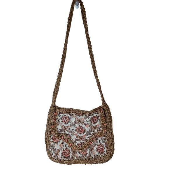 VTG 70s Boho Floral Tapestry Woven Canvas Purse Hong Kong JCPenney Cottagecore - Picture 9 of 9
